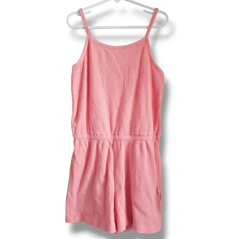Girls 8 Ribbed Strappy Pink Shorts Romper Old Navy